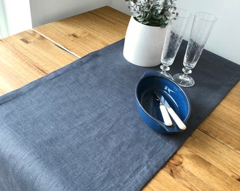 Indigo Pure quality linen table runner various sizes