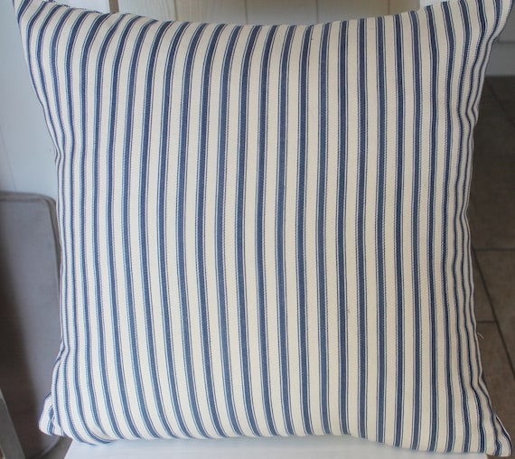 Cushionpillow cover in a traditional FRENCH TICKING pillow cover denim blue