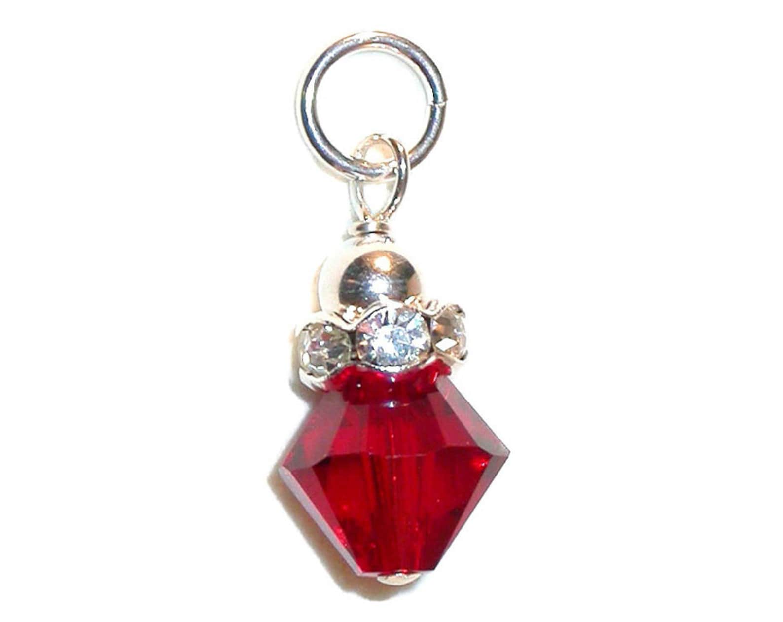 July Birthstone Charm Bead - Fancy Dangle Spacer For Pandora, Chamilia & Compatible Bracelets, Silver
