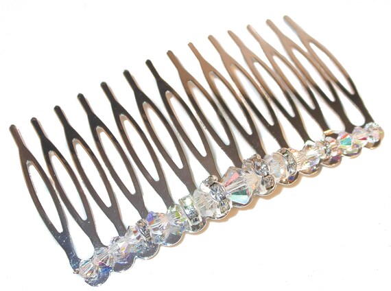 Swarovski Crystal Hair Comb Wedding Prom Swarovski Crystals and Bunch of White Pearls Bridal Hair  main image 2