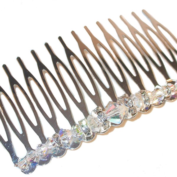 CLEAR AB Crystal Hair Comb Bridal Swarovski Crystal Elements Formal Prom Wedding Bride