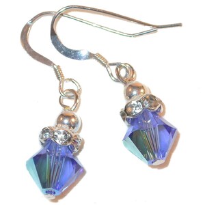 SAPPHIRE Blue Crystal SEPTEMBER Birthstone Earrings 8m Sterling Silver Swarovski Elements Clip-on & Pierced