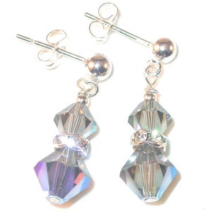 BLACK DIAMOND Graue Kristall Ohrringe SterlingSilber Swarovski Elements - Clip-on oder Pierced