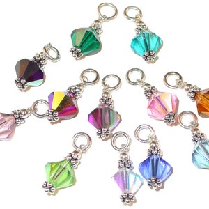 Swarovski Crystal BIRTHSTONE Charm Dangle 8mm Sterling Silver Elements CHOOSE MONTH