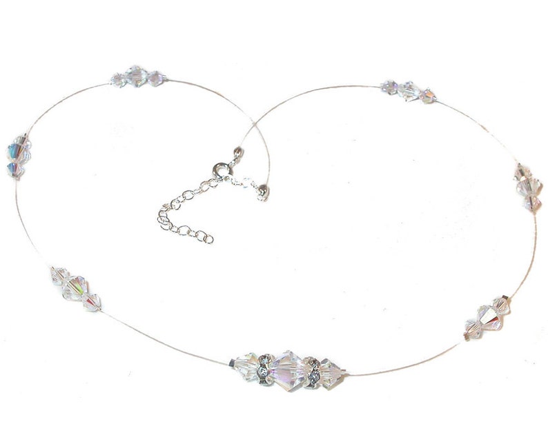 Floating SWAROVSKI Crystal Necklace Bridal Illusion CLEAR AB Crystal Elements Etsy