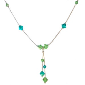 Blauwe Zircon TEAL & PERIDOT groene kristal ketting Sterling Zilver Swarovski elementen
