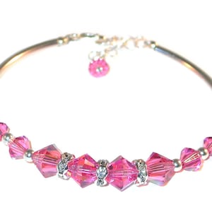 ROSE PINK Crystal Bracelet Sterling Silver Handcrafted Swarovski Elements