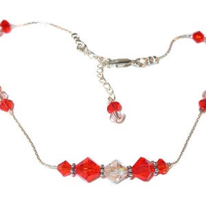 Swarovski Crystal Anklet Sterling Silver ORANGE SILK Bali Handcrafted