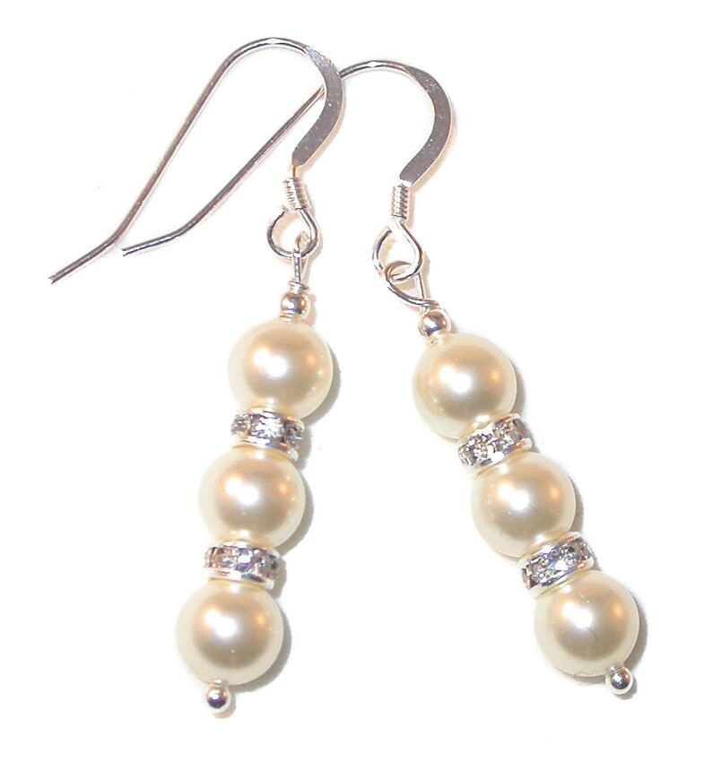 Ivory CREAM Pearl Earrings Bridal Swarovski Crystal Elements - Etsy