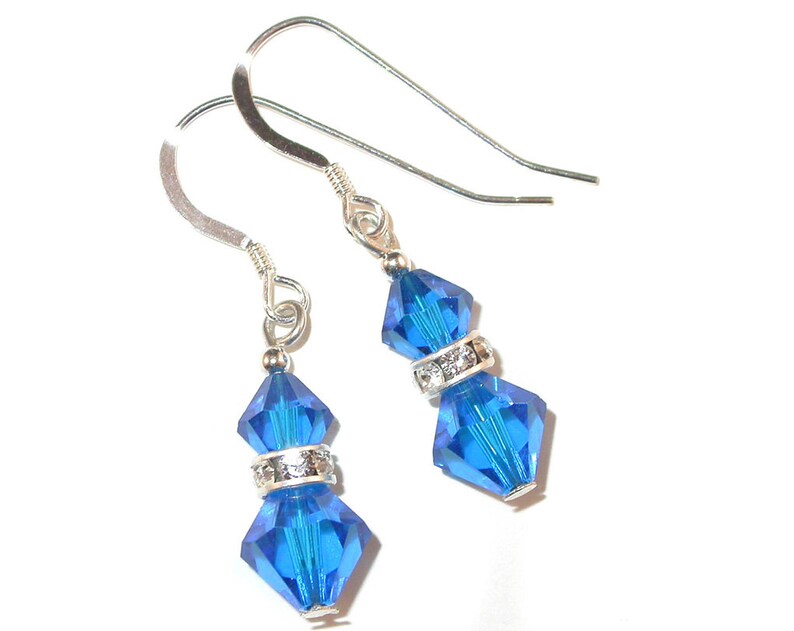CAPRI BLUE Crystal Earrings Sterling Silver Swarovski Elements - Etsy