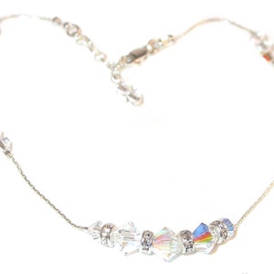 Swarovski Crystal Anklet Sterling Silver CLEAR AB Handcrafted