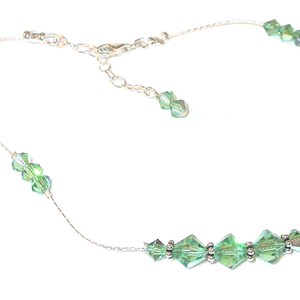 ERNITE GREEN Crystal Anklet Sterling Silver Swarovski Elements Bali Handcrafted