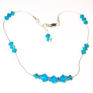 Swarovski Crystal Anklet Bali Sterling Silver CARIBBEAN BLUE OPAL Handcrafted