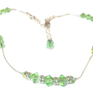 Swarovski Crystal Anklet Sterling Silver PERIDOT GREEN Handcrafted