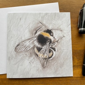 Hummel Kunst Karte “Hummel” - von einer original Kohle & Pastell Zeichnung einer Hummel – innen blanko – Geburtstagskarte