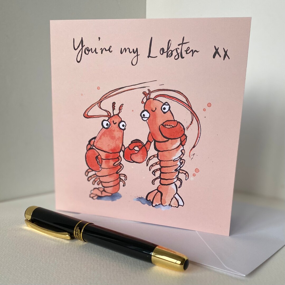 Lobster Watercolour Card - Funny and Cute Anniversary/valentine’s Day ...
