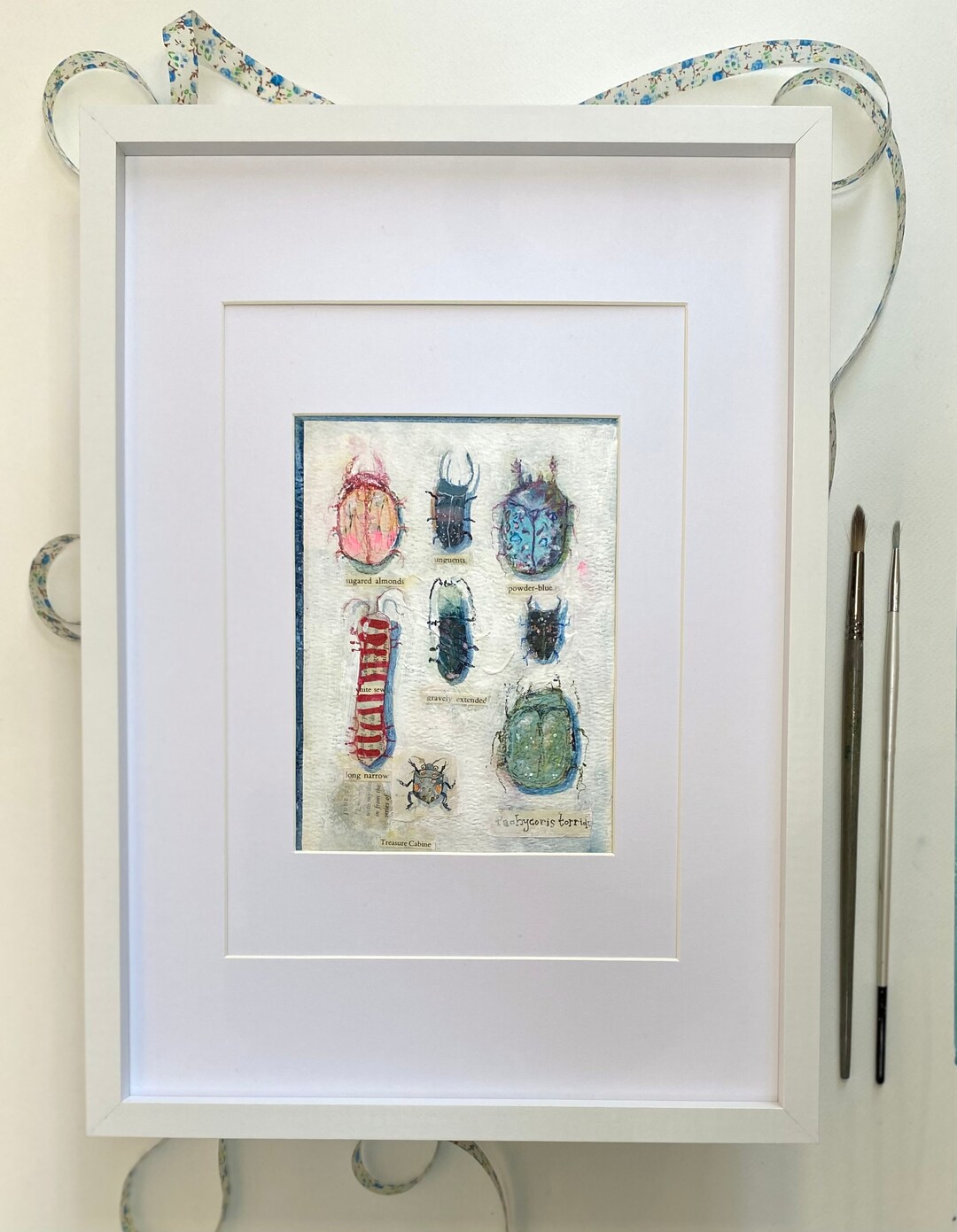 Framed Insect Art ‘#07 Bug Collection’ - Impressionist Mixed Media ...