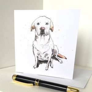 Labrador Art Wenskaart - van originele inkt & aquarel schilderij van een Labrador Retriever hond Verjaardag/Notelet/Bedankt blanco binnenin