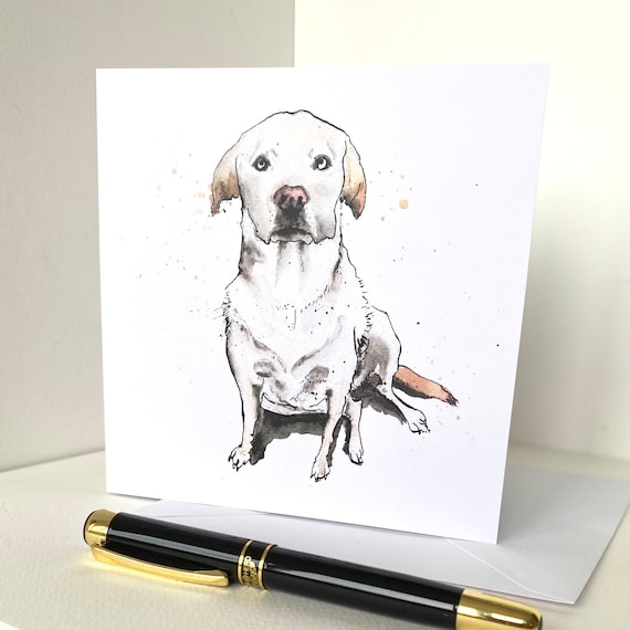 Labrador Art Greetings Card From Original Ink Watercolour