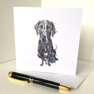 Carte de voeux noir Dogue allemand - Encre fantaisiste et aquarelle chien Dogue allemand peinture carte d'anniversaire Notelet/Merci vierge à l'intérieur