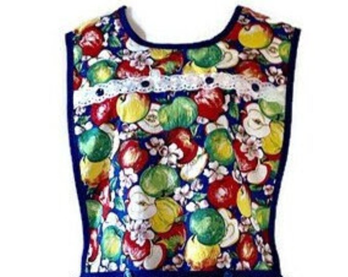 Apples on Blue Cobbler Apron Fits Sizes XL or 1X