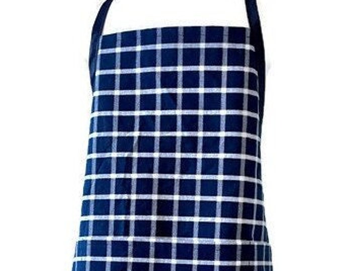 Blue and White Plaid Child's Apron Fits Sizes 5-6