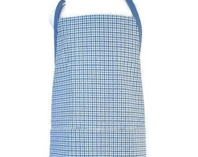 Child's Apron in Blue Plaid Print Fits Sizes 7-8 / Apron for Boys