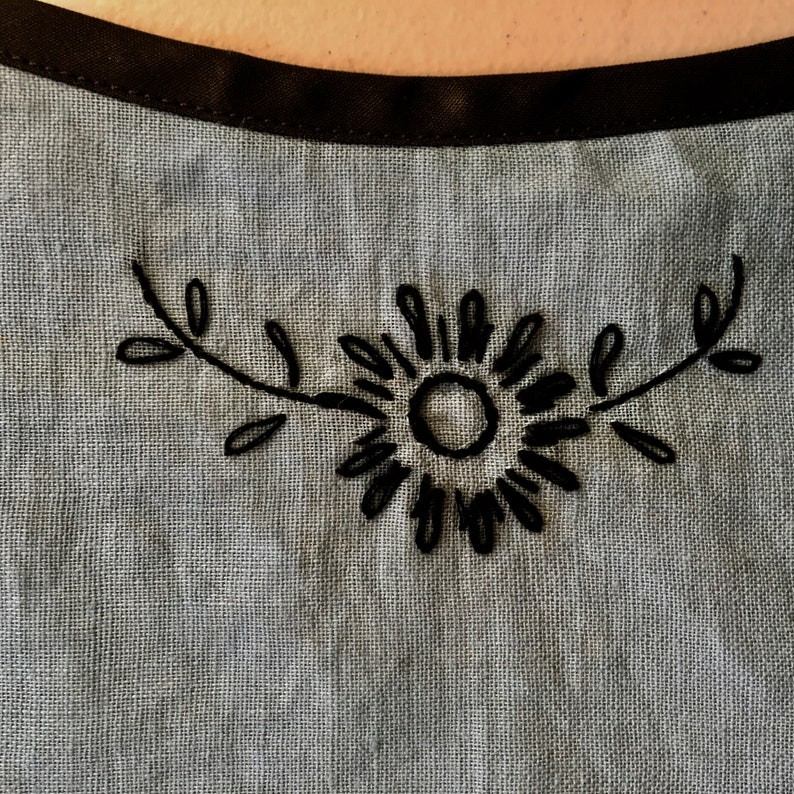 Blue Apron from Vintage Stamped Cloth with Embroidery Apron for Women Size XS-S