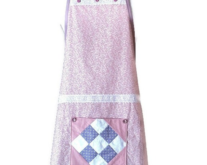 Dusty Pink Quilt Apron Fits Sizes S, M or L