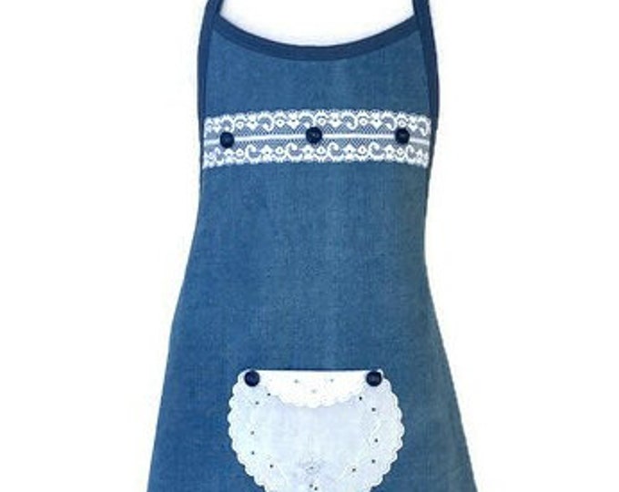 Girl's Denim Apron Fits Sizes 7-8