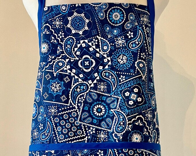 Child's Blue Handkerchief Apron Fits Sizes 5-6