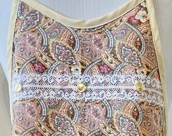 Light Yellow Paisley Print Preteen Apron Fits Sizes 10-12