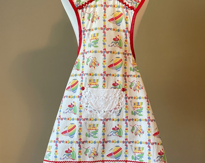 Hispanic Print Old-Fashioned Apron For Women Fits Sizes XS or S