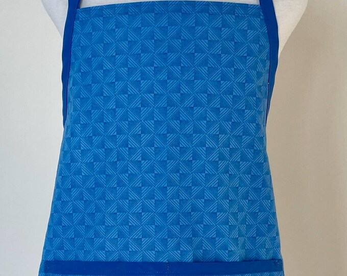 Blue Geometric Print Child's Apron Fits Sizes 5-6 / Apron for Boys