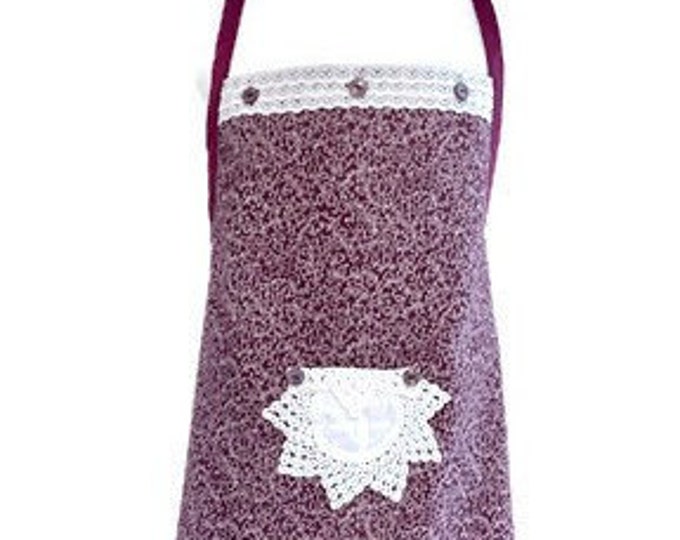 Purple Vine and Leaf Print Apron Fits Sizes 5-6