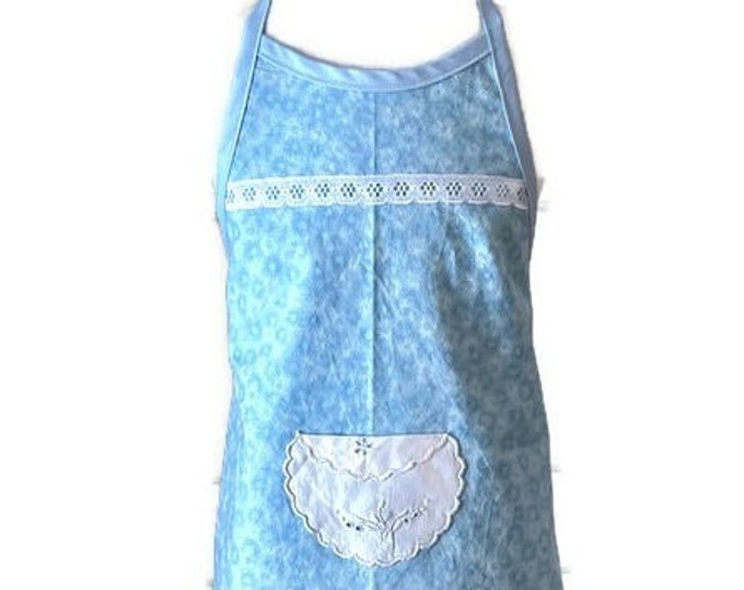 Two-Tone Blue Girl's Apron Fits Sizes 3-4