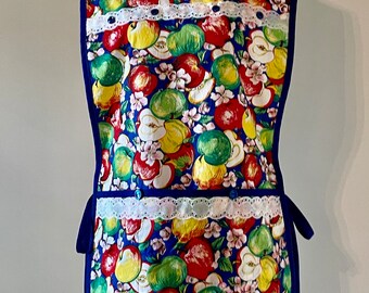 Apples on Blue Cobbler Apron Fits Sizes XL or 1X