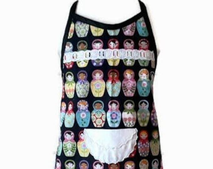 Doll Print Girl's Apron Fits Sizes 3-4