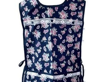 Black and Pink Floral Cobbler Apron Fits Sizes XL-1X
