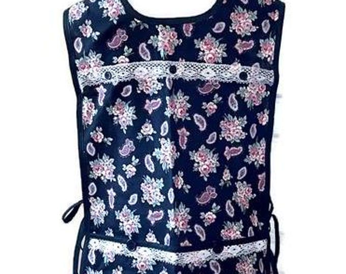 Black and Pink Floral Cobbler Apron Fits Sizes XL-1X