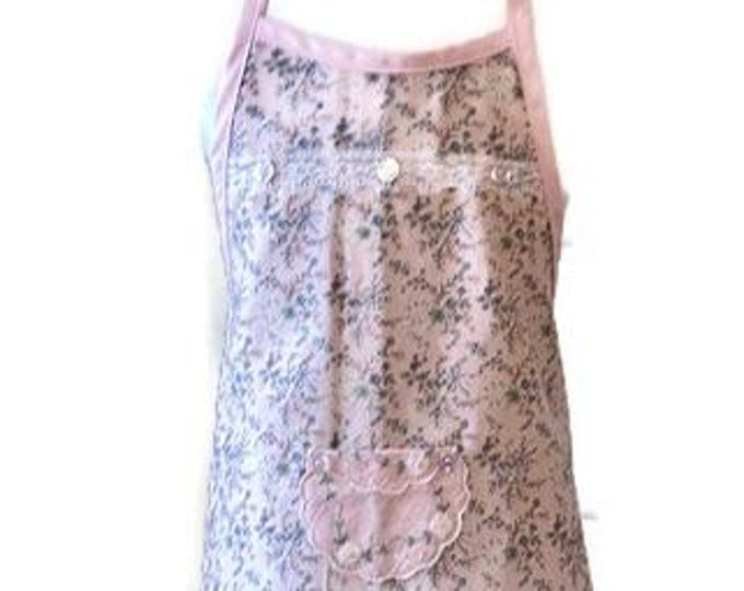 Floral Print Light Pink Apron Fits Sizes 3-4