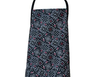 Black and Red Handkerchief Print Child's Apron / Apron for Kids Size 7-8