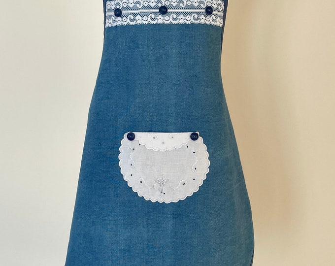Girl's Denim Apron Fits Sizes 7-8