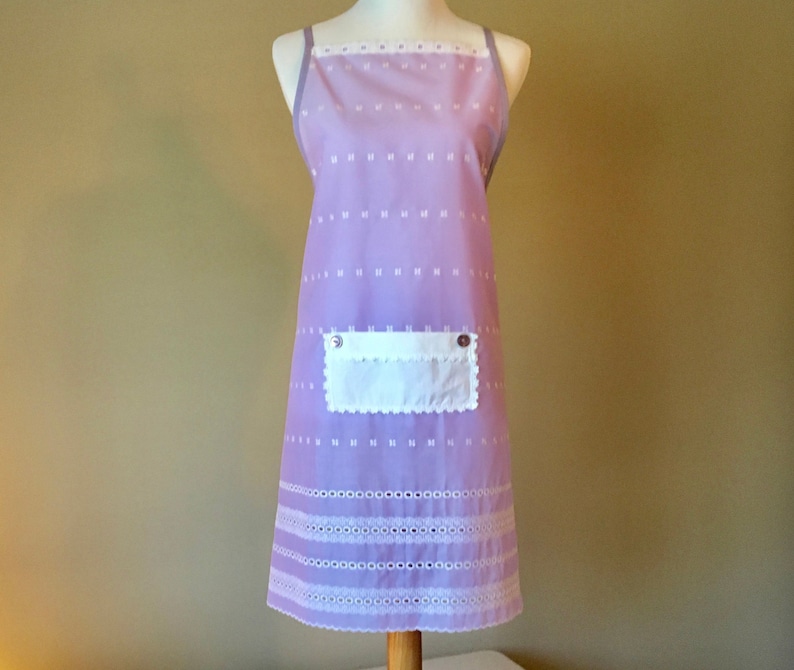 1X Purple Eyelet Full-Length Apron Purple Apron for Women Size XL