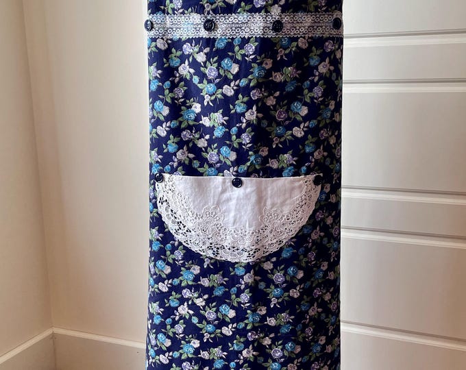 Navy Floral Plus Apron Fits Sizes 1X-2X-3X