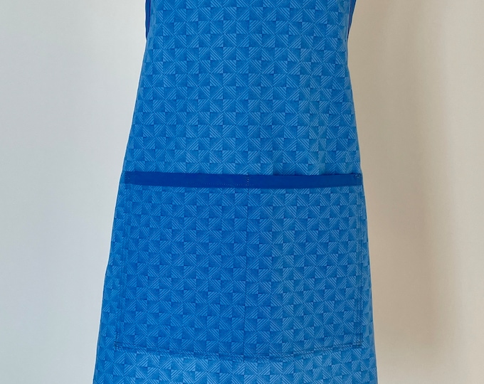 Blue Geometric Print Child's Apron Fits Sizes 5-6 / Apron for Boys