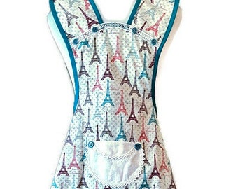 Eiffel Tower Theme Old-Fashioned Apron Fits Sizes XS-S