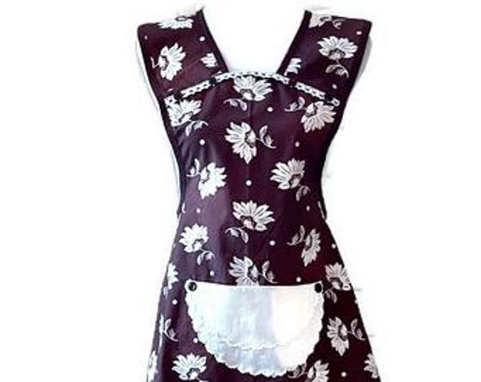 Brown Floral Old-Fashioned Apron Fits Sizes M-L