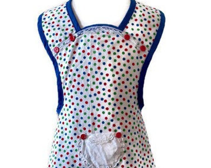 Multi-Color Polka Dot Old-Fashioned Apron for Girls Fits Sizes 5-6