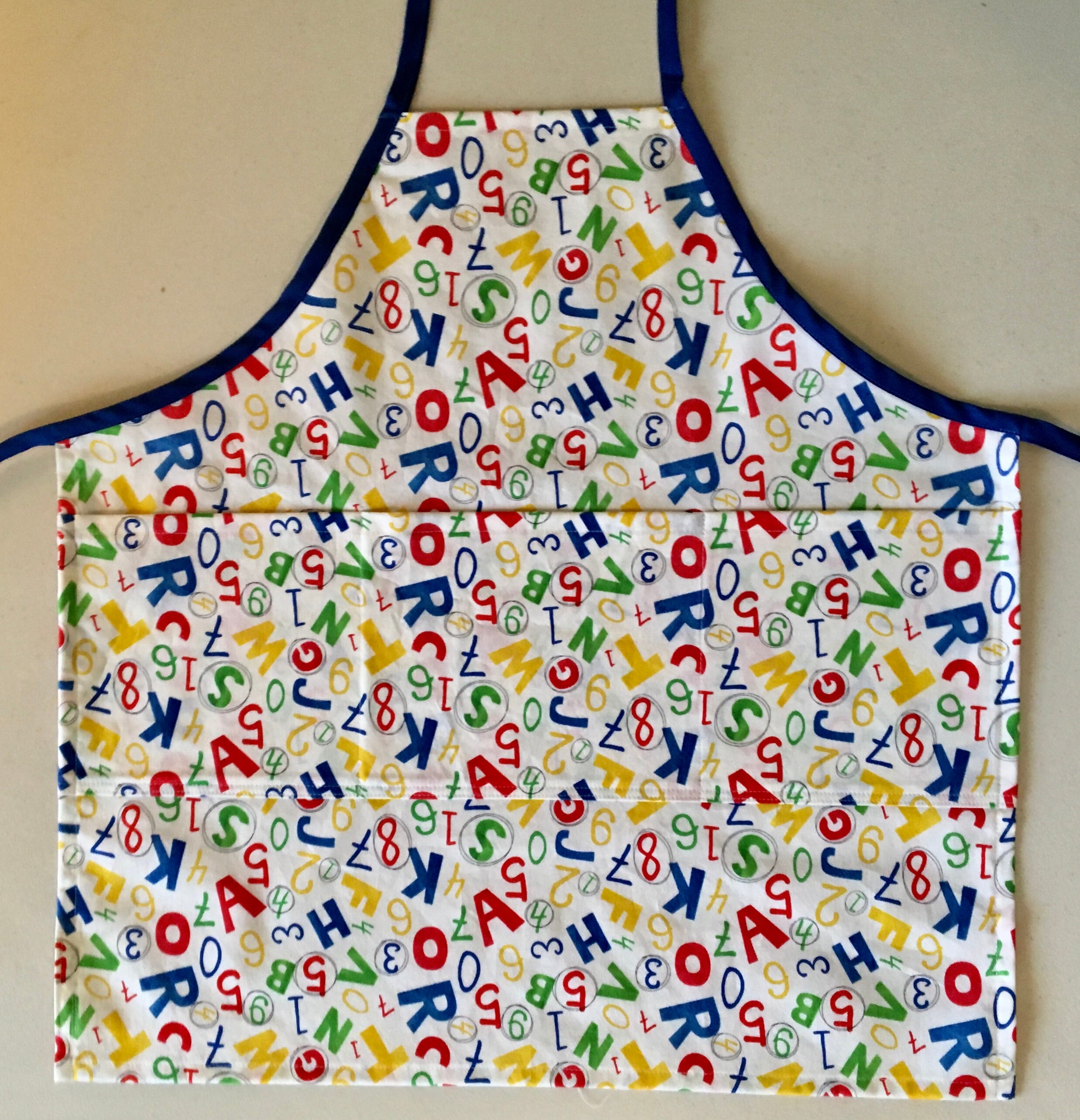 Child's Apron in Numbers and Letters Print / Apron for Boys / Apron for